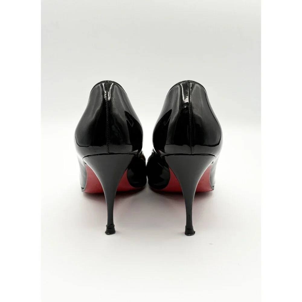 Christian Louboutin Black Patent Leather Pointed Toe Stiletto Heels Size EU 36.5